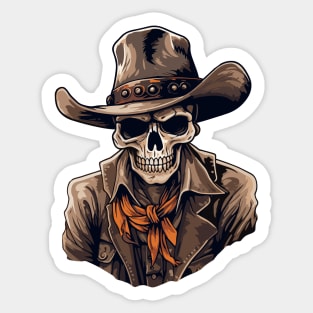 Halloween Cowboy Skeleton With Western Hat Wild West Sticker